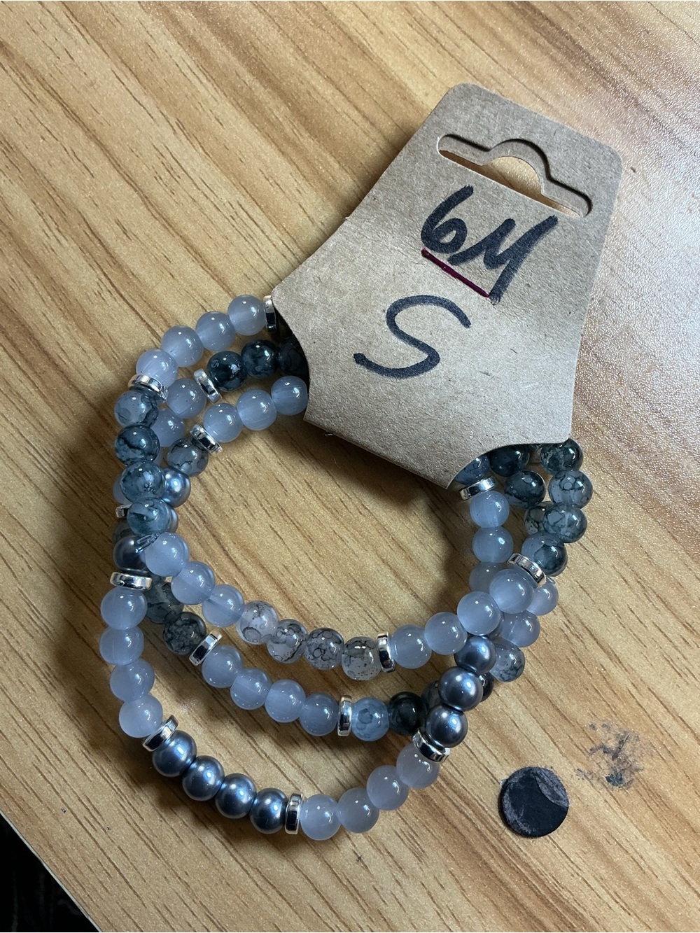 Grey Beaded Multi-Strand Stretch Bracelet for Women